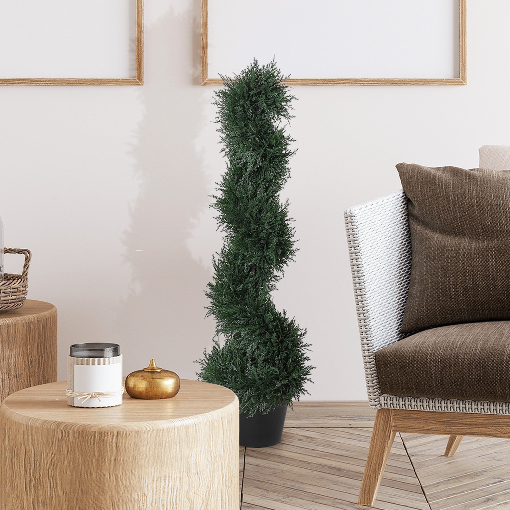 Topiary Artificial Faux Cedar Tree Spiral Fake Plant