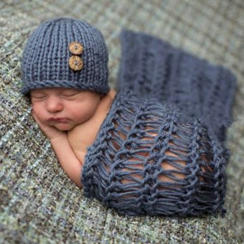 Sea Blue Blanket Hat Baby Photo Suit