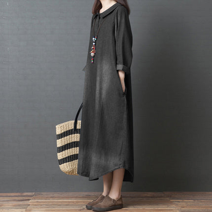 Cotton and linen denim shirt skirt