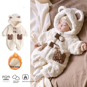 Fleece Lined Padded Warm Keeping Going Out Rompers Coat