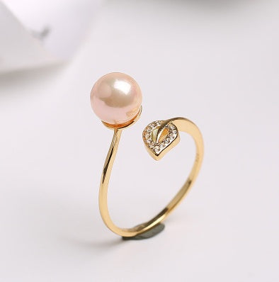 Pearl Ring women''s single opening adjustable ring