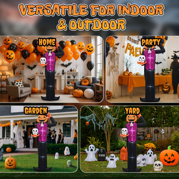 12ft Caped Pumpkin Man, Halloween Inflatable Decoration 12V