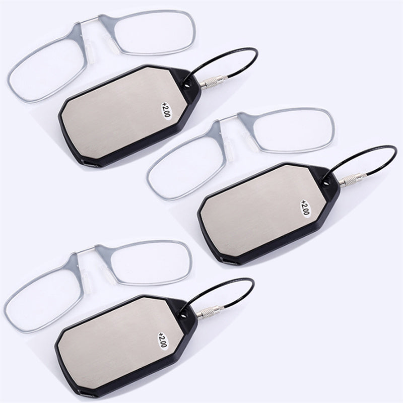 Portable Mini Reading Glasses Keychain Clip Nose
