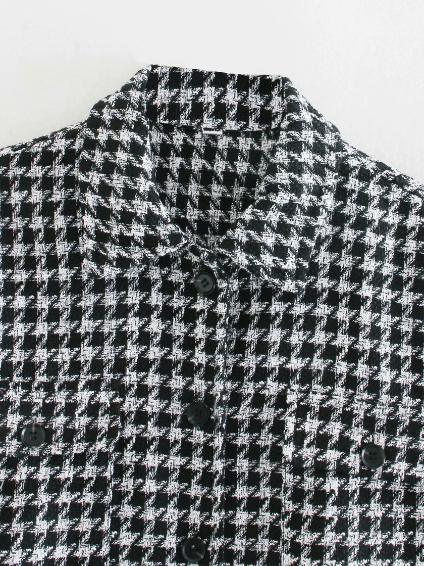 Women's houndstooth coat coat