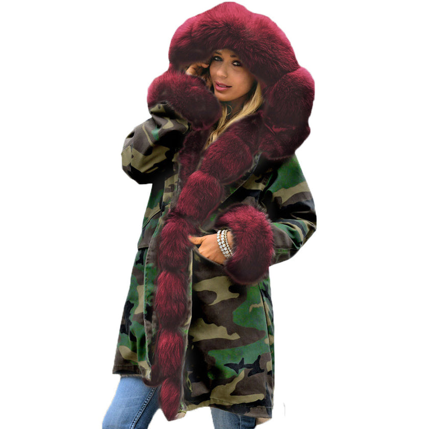 European and American women's long cotton coat