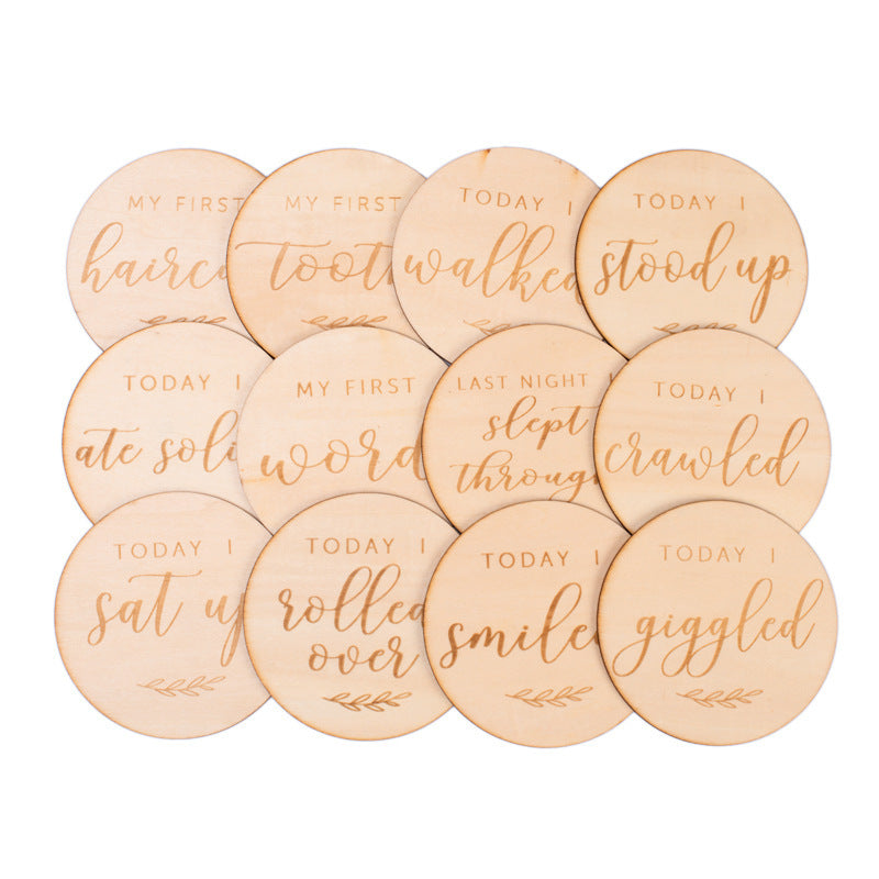 Wooden Baby Baby Growth Commemorative Card Photo Props