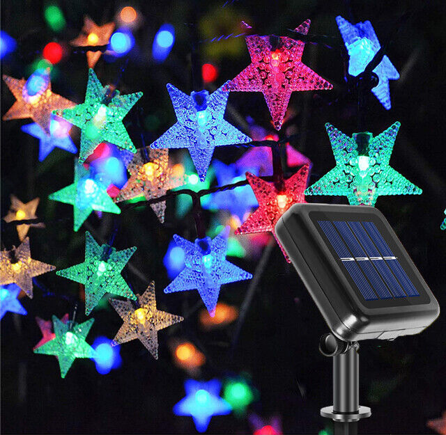Solar Powered Star Fairy String LED Lights Waterproof Xmas Garden Outdoor Decor