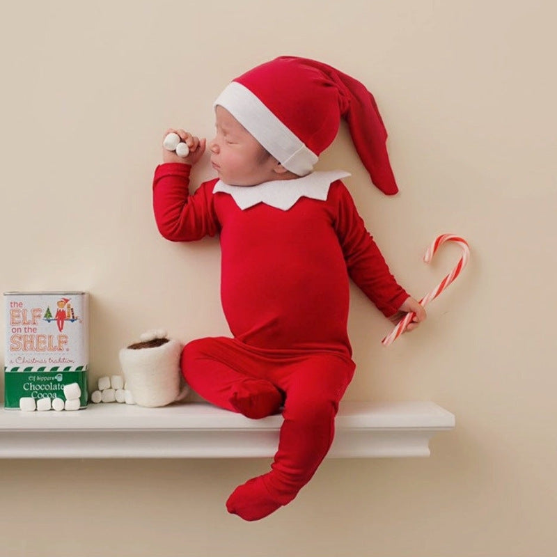 Christmas Theme Red Romper Photography Suit
