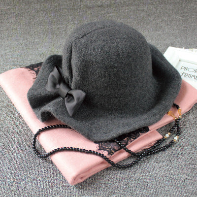 6 Colors Hat Women British Vintage Bowler HatStyle Versatile Wool Basin Hat
