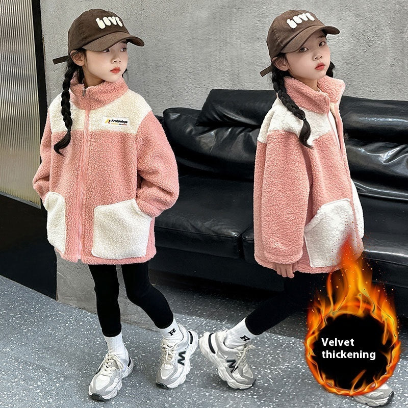 Coat Fashion Casual Girl Boy Thickened Medium And Small Children Winter Coat