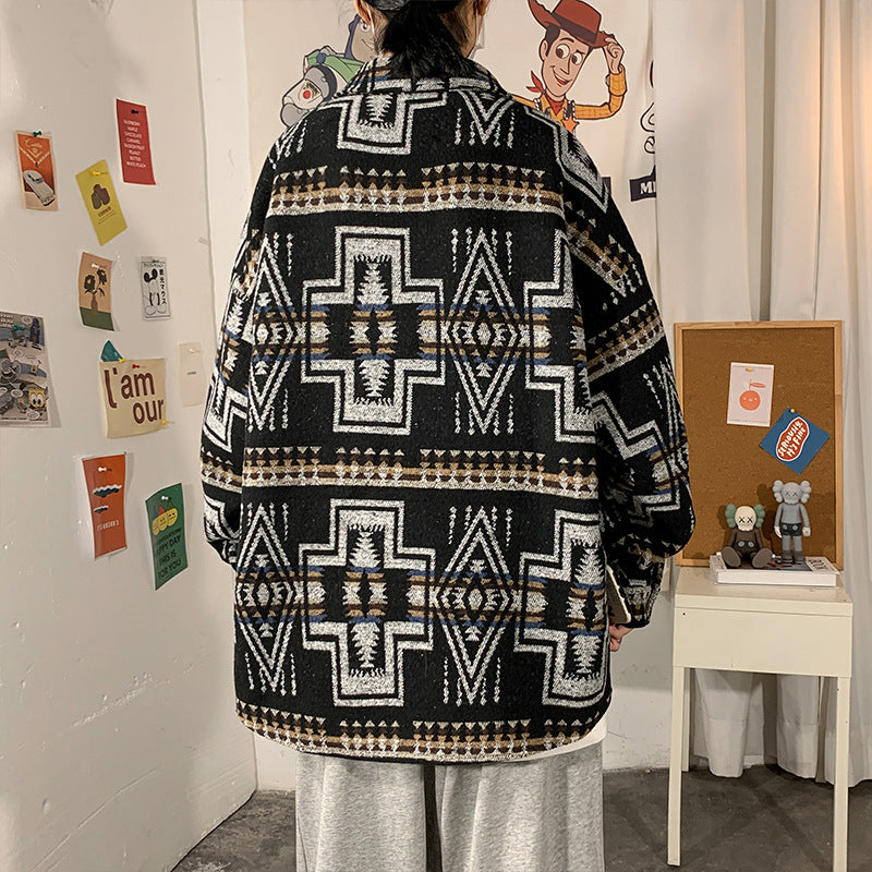 Style Poster Wall Loose Woolen Coat Plus Size Men