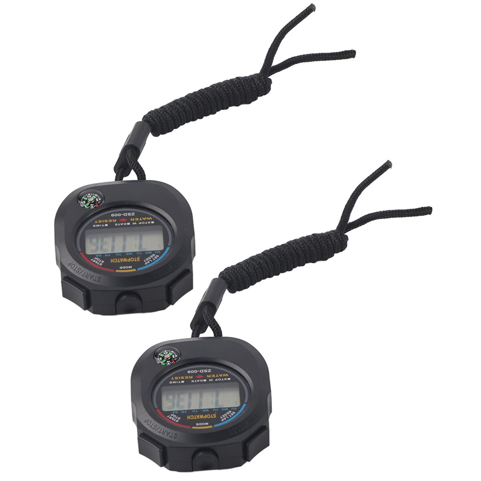 2 PCS Multifunctional Handheld Digital LCD Stopwatch Timer for Sports/Running/Racing/Swimming