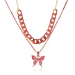 Alpcamers Double Layer Cuban Necklace Full Of Diamonds With Large Butterflies