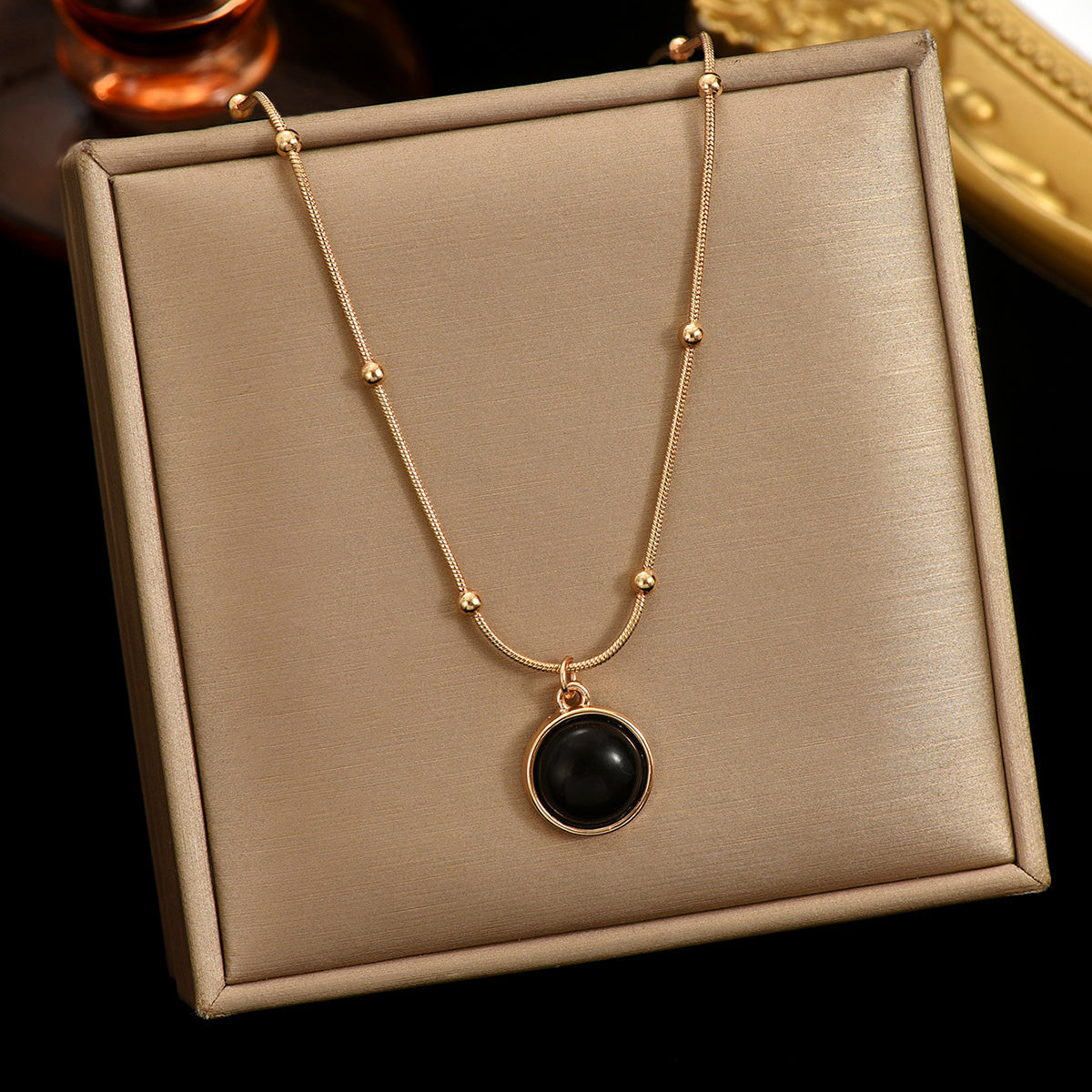 Lxalry 18K Gold-Plated Mood Responsive Necklace   Stainless Steel Modern Minimalist Jewelry With Color Shifting Resin Pendant  Hypoallergenic Skin Safe Gift For Women Wife Mom Stainless Steel Jewelry