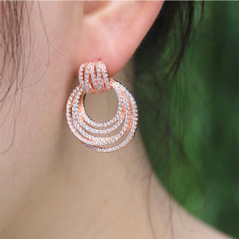 Luxury Multi-layer Round Ring Earrings Women