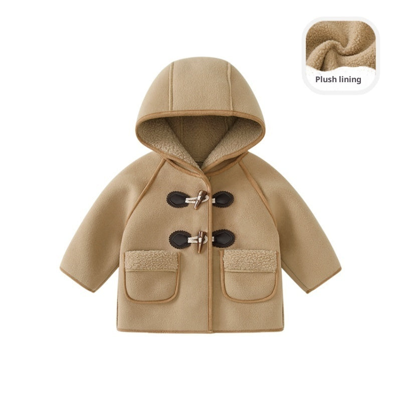 New Stylish Children's Clothes Baby Fleece-lined Warm Wool Coat