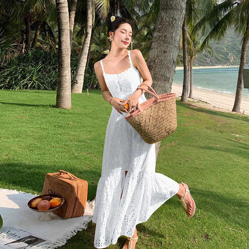 Waist Slimming Vacation Style Beach Dress Summer