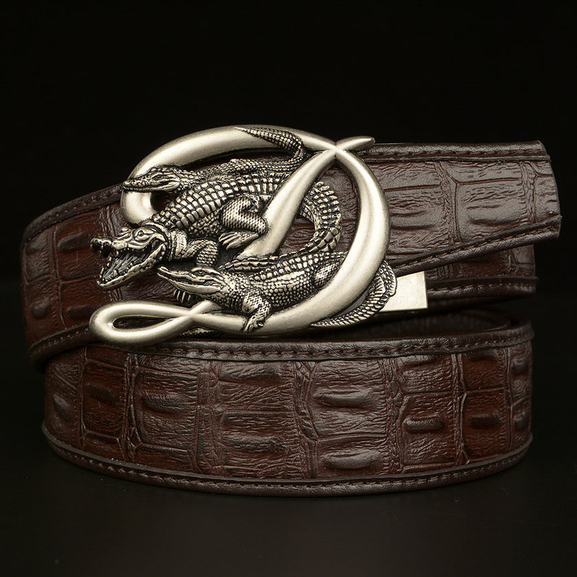 BeltCrocodile Buckle Men Belt Real Cowhide Automatic Buckle Casual