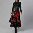 New Printed Cotton Long Dress Pullover Premium Classic Style Red Temperament Commute Mid-waist Clothing