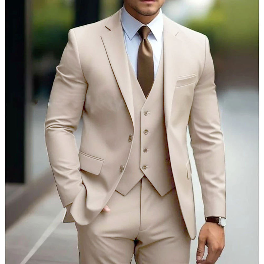 Business Casual Men's Three-piece Suit For Bridegroom Men's Wedding
