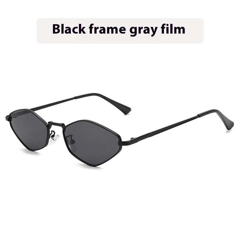 Cat Eye Metal Sunglasses Female Personality Polygon European And American Ins Small Frame