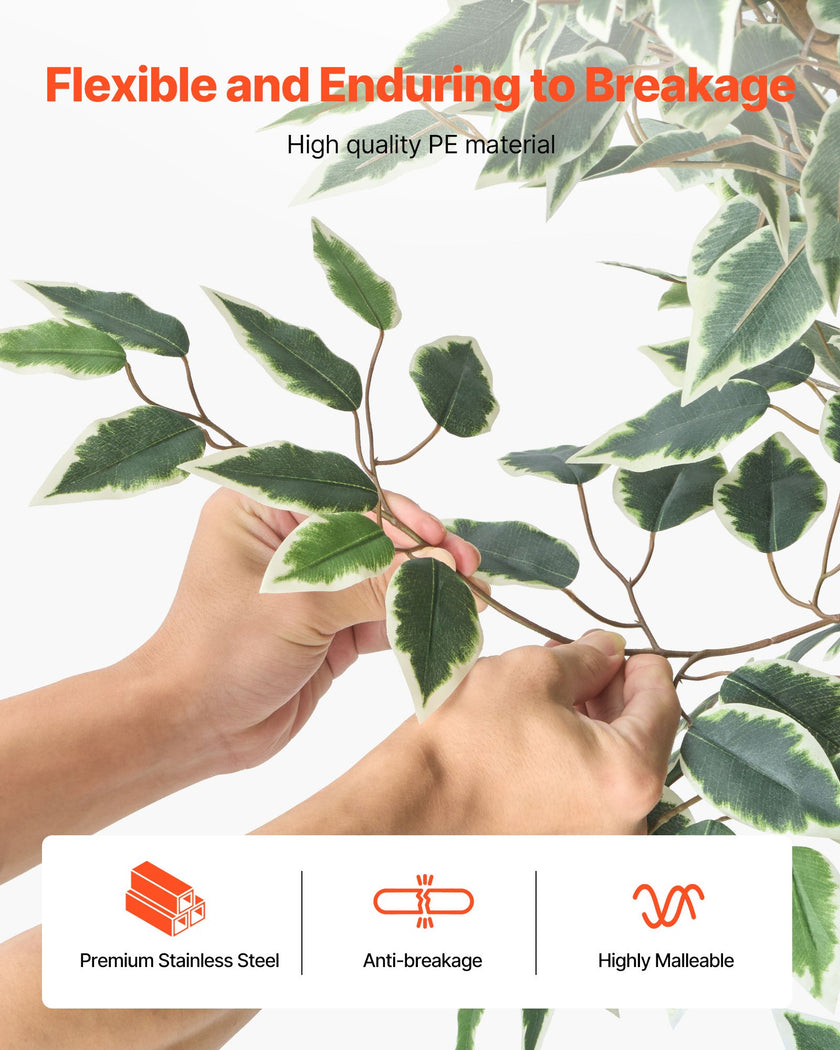 6FT Artificial Ficus Tree Tall Faux Plant With Black Pot For Indoor Decor