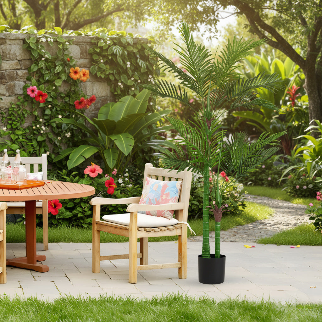 6FT Artificial Tree Natural Green Leaves Indoor Potted Plant Faux Tree For Home Office Festival Decor