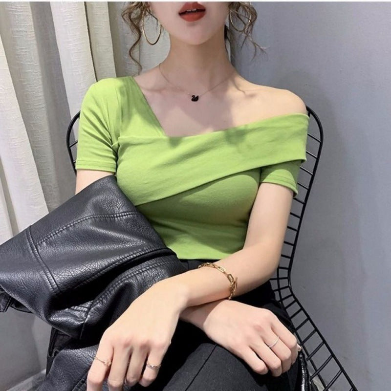 Summer Korean Slim Short Sleeve T-shirt Women