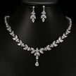 Korean Fashion Leaf Bridal Wedding Set Accessories Zircon Necklace Earrings Ring Bracelet Four-Piece Set