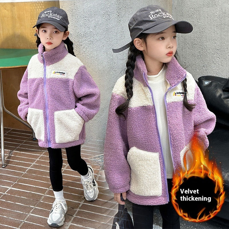 Coat Fashion Casual Girl Boy Thickened Medium And Small Children Winter Coat