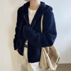 New Warm Particles Lamb Wool Zipper Hooded Coat For Women All-matching