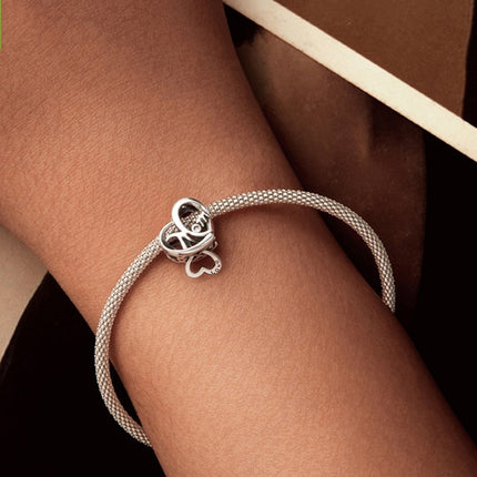 Herz Beaded MOM 925 Silver Heart-shaped String Beads DIY Bracelet Accessories