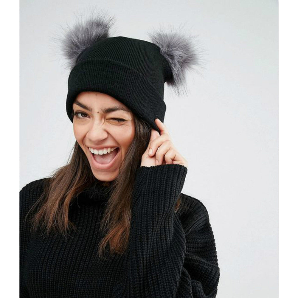 Fashion Women's Double   Woolen Hat
