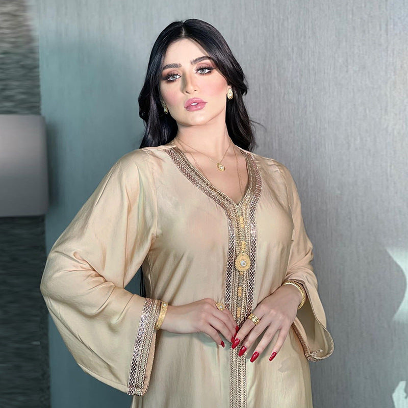 Fashion Women's Solid Color Hot Diamond Dress