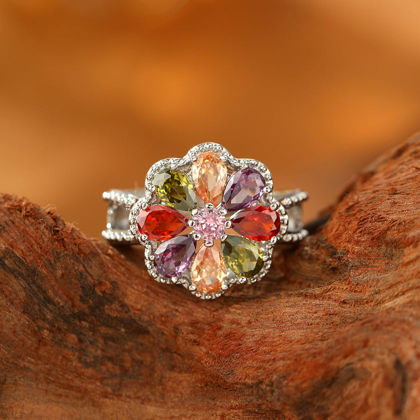 Fashion Color Zircon Ring Creative Ornament