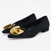 Women's Shoes Black High Heels Flower Suede