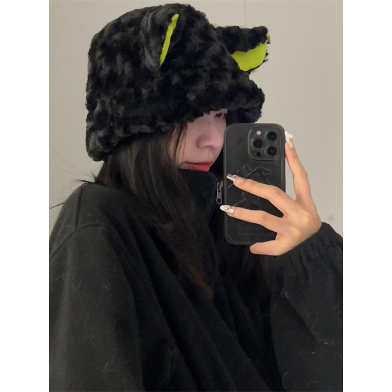 Dark Lamb Plush Cute Warm Pot Hat Winter Keep Warm