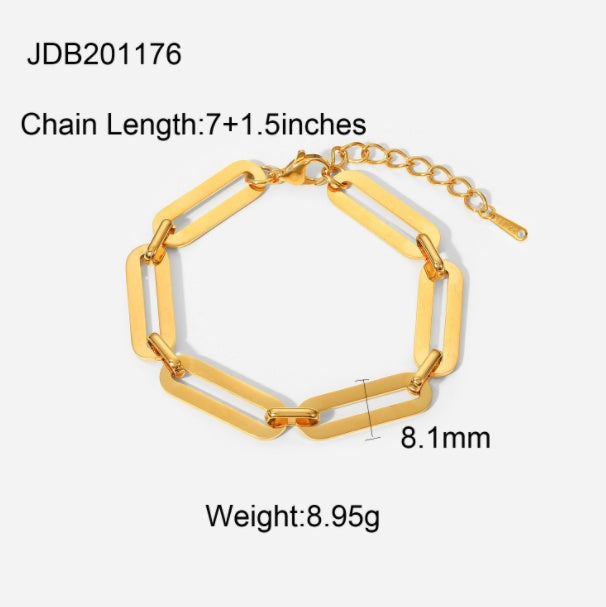 Ins Fashion Stainless Steel Chain Bracelet 18K Gold Plated
