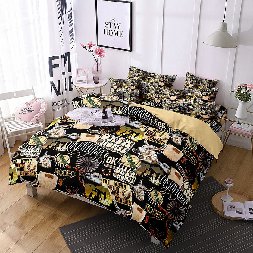Household Fashion Simple Digital Printing Bedding Three-piece Set