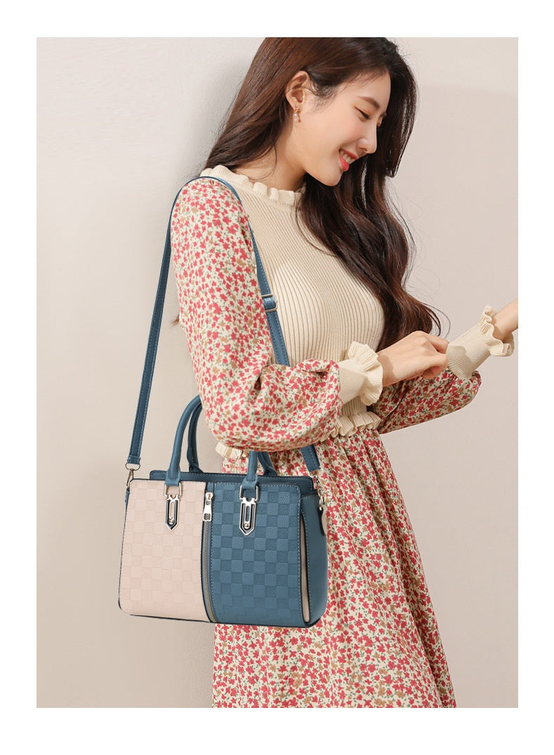 Simple Large Capacity Women's Contrast Color Ins Fashion Korean Style Shoulder Women's Crossbody Handbag