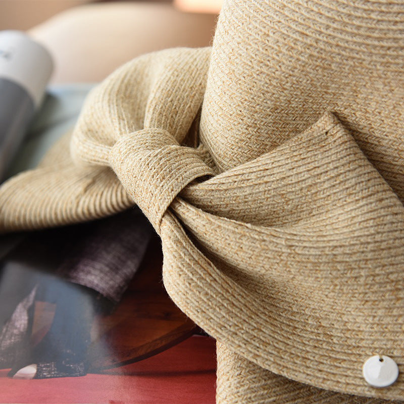 Tri Color Mixed Line Sun Hat French Style