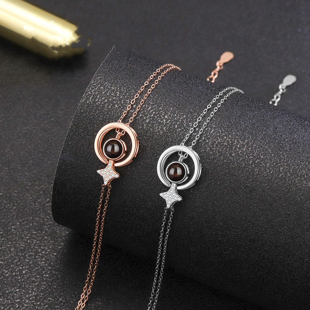 S925 Round Star Studded Diamond Women's Bracelet