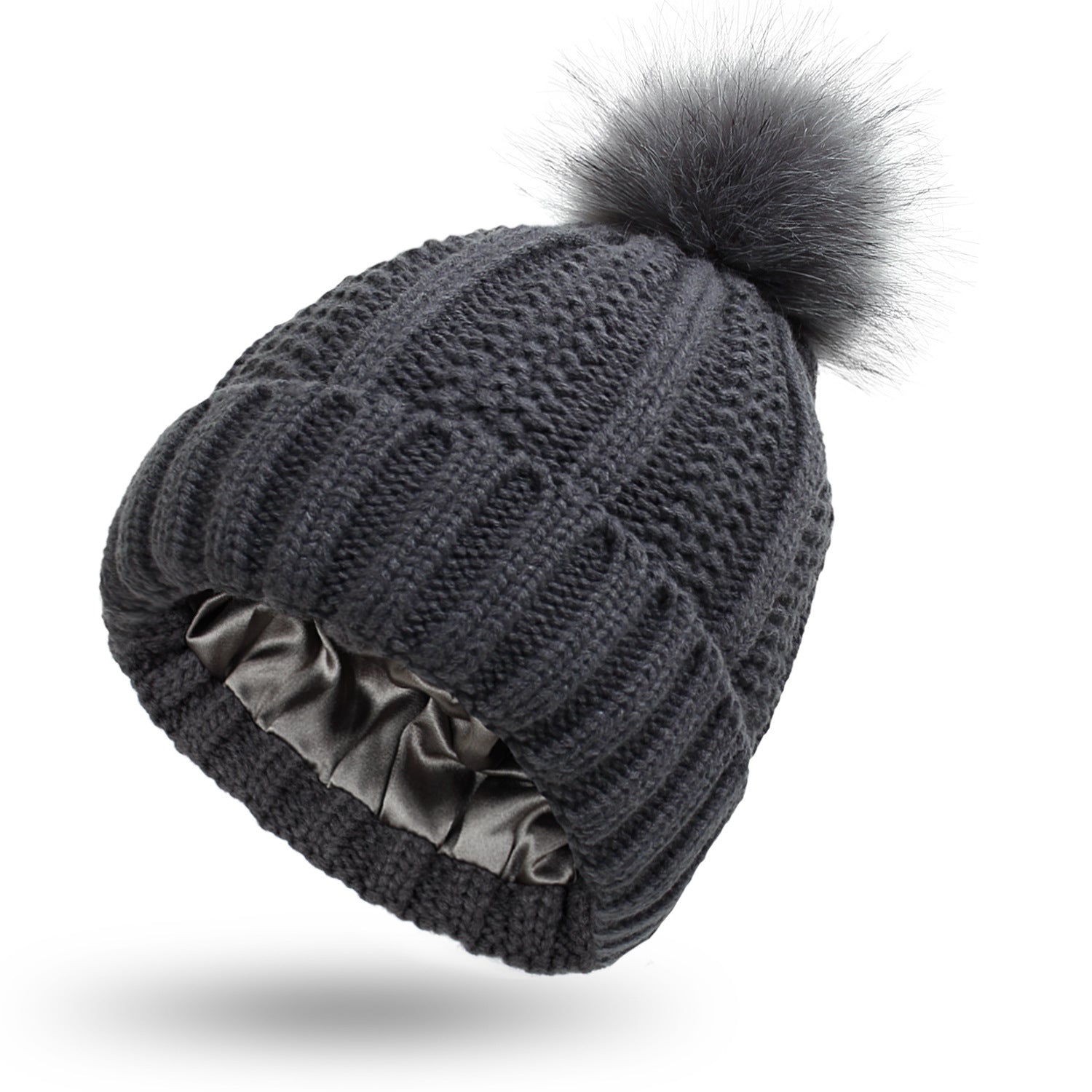 Fashion Stretchy Satin Lined Skull Knit Hats Beanie Hat For Women