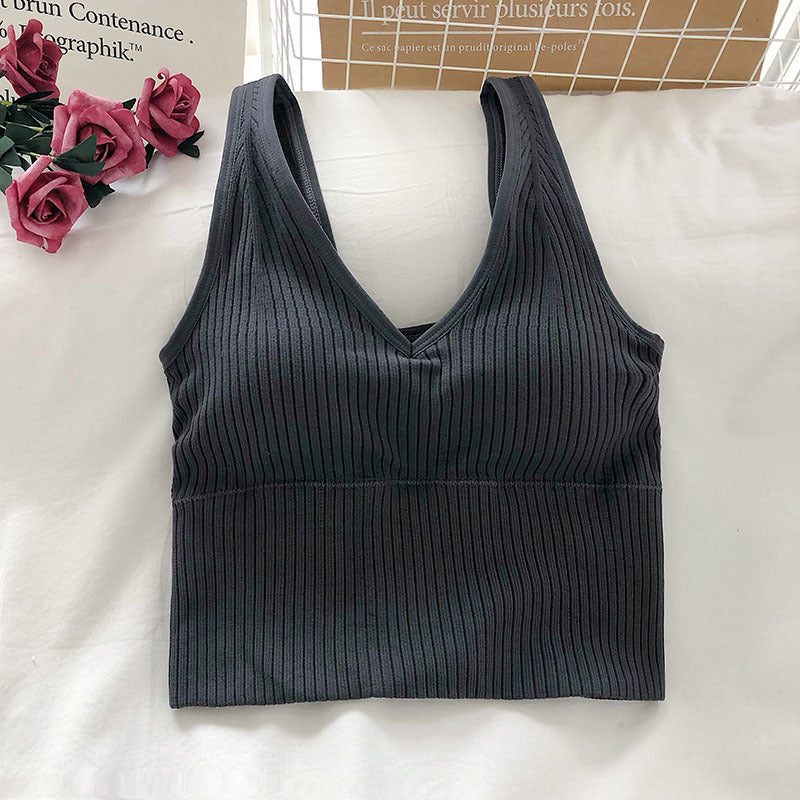 Wrapped Chest Strap And Padding Non-wire Sports Bra