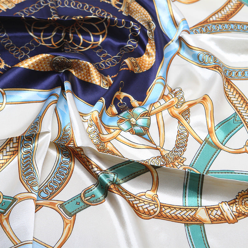 Imitation Silk Scarf Women Classic Belt Printing