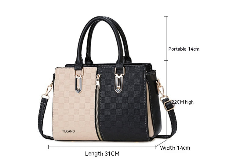Simple Large Capacity Women's Contrast Color Ins Fashion Korean Style Shoulder Women's Crossbody Handbag