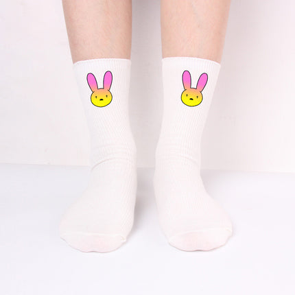 Bad Rabbit Socks Black And White Long Cotton Socks Knitted Socks For Men And Women