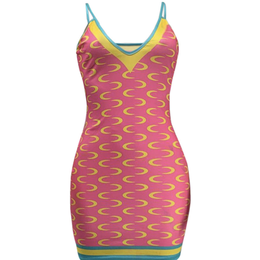 Ladies' Printed V-neck Slim Fit And Fashionable Dress