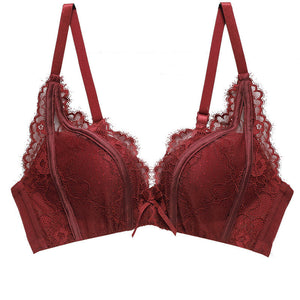 Lace small chest gathered underwear bra