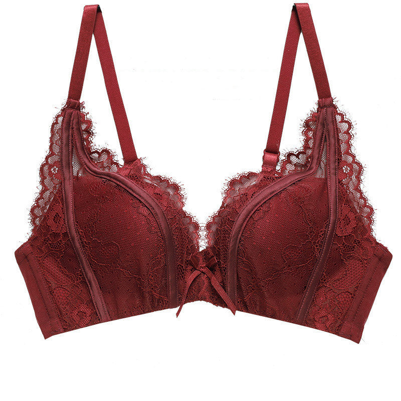 Lace small chest gathered underwear bra
